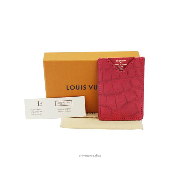🔴 Louis Vuitton Genève Card Holder Wallet - Red Alligator Leather - Picture 1 of 6